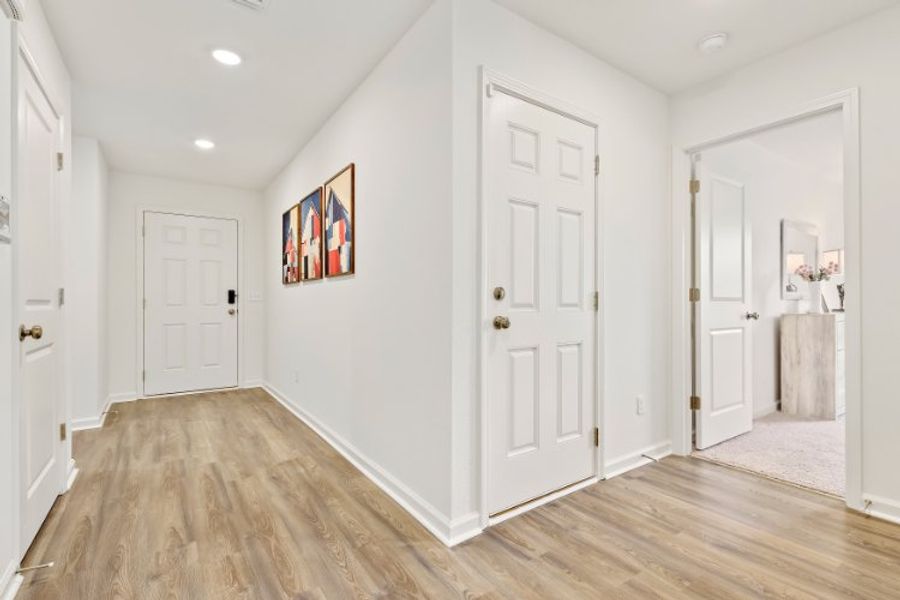 A room with white doors.