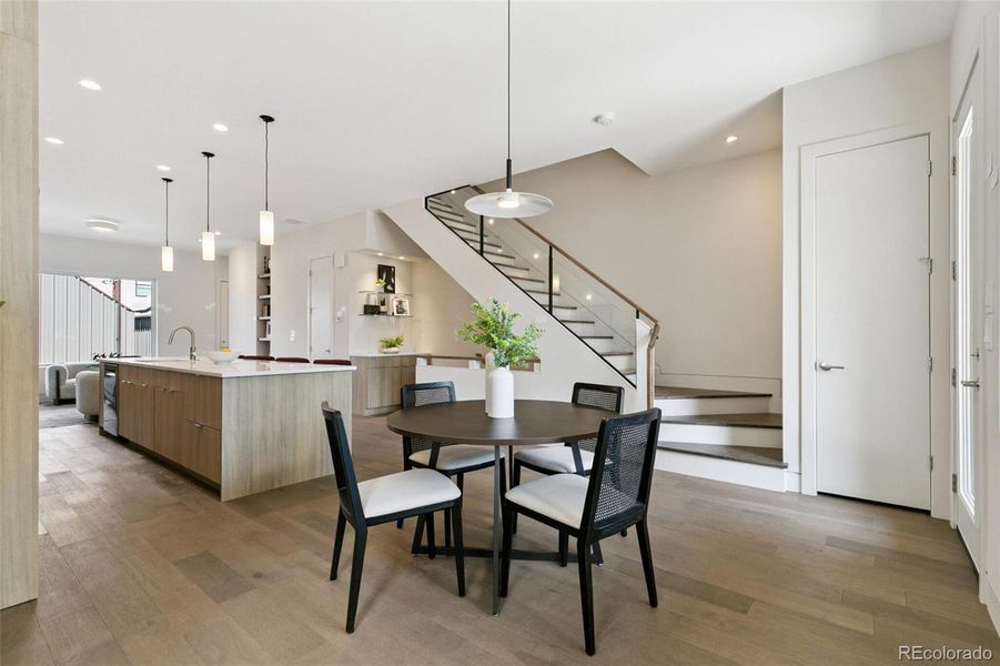 Custom GLASS Stair Wall! Maple Steps with LED Lighting! Cool Dry Bar!