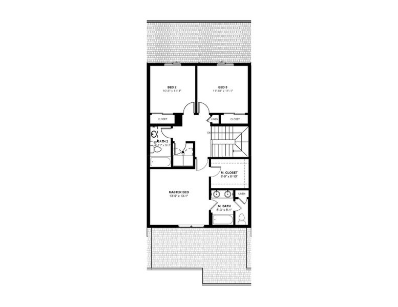 2D floor plan layout for the Telluride 1A by Hartford Homes in Timnath Ranch Townhomes, Timnath, CO (Image 4).