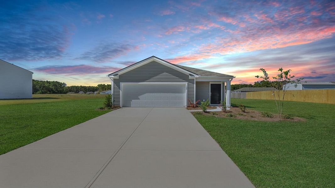 Front exterior of a new home in Evergreen, Holly Hill, SC, highlighting curb appeal (Image 2).