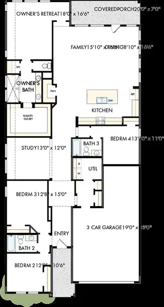 2D floor plan layout of this home in The Grand Prairie - Retreat Collection, Hockley, TX (Image 2). 2D floor plan layout of this home in The Grand Prairie - Retreat Collection, Hockley, TX (Image 2).