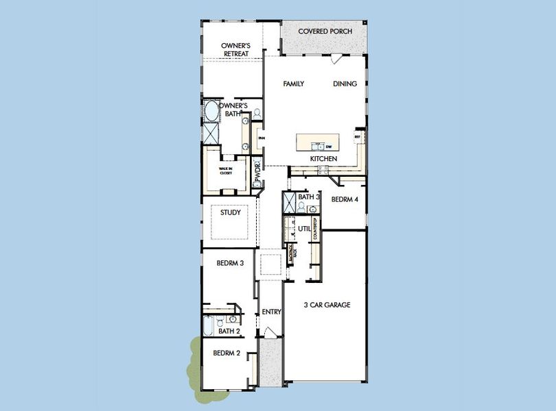 2D floor plan layout for the The Azalea by David Weekley Homes in Emerald Heights at Bridgeland Central – 50’ Front, Cypress, TX (Image 5). 2D floor plan layout for the The Azalea by David Weekley Homes in Emerald Heights at Bridgeland Central – 50’ Front, Cypress, TX (Image 5).