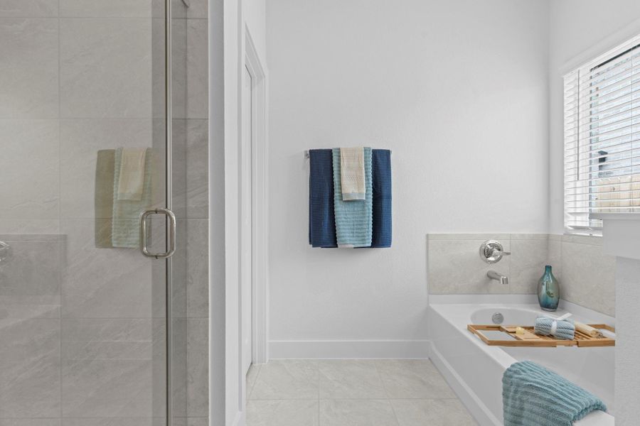 Enjoy the perfect balance of comfort and elegance with a thoughtfully designed layout that includes a glass-enclosed walk-in shower and a serene soaking tub—ideal for everyday indulgence. **Image Representative of Plan Only and May Vary as Built**.