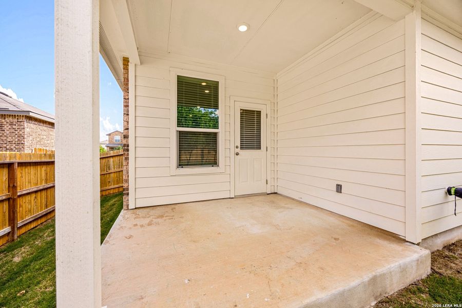 Exterior details and patio area of a home in Riverstone at Westpointe, San Antonio (Image 28).