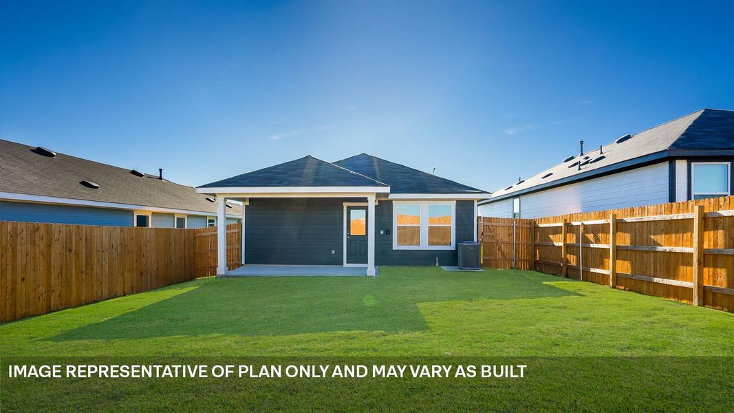 Exterior details and patio area of a home in Marigold, Kyle (Image 14).