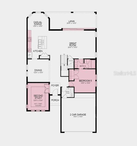 Structural options added: Gourmet kitchen, bed 5 with bath 4, study, sliding door at great room, and impact windows.