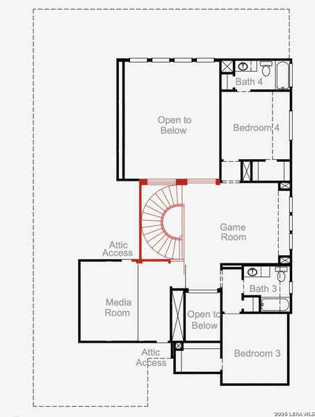 2D floor plan layout of this home in Buffalo Crossing, Cibolo, TX (Image 3).