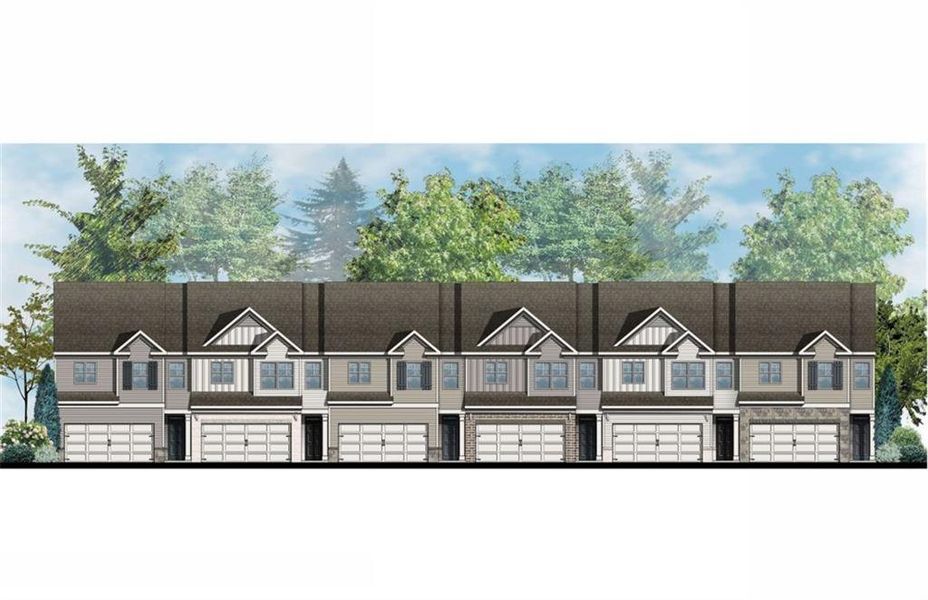 Exterior rendering of this home design in Waypoint, Flowery Branch, GA (Image 2).