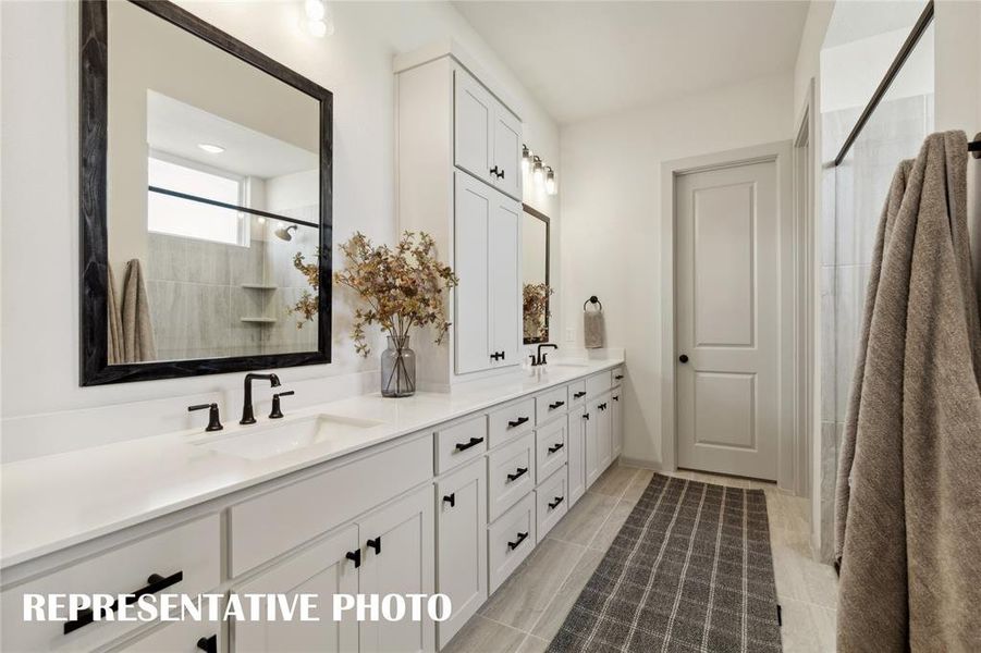 You'll find luxurious owner's bath designed with 2 in mind in our Hazelwood homes!  REPRESENTATIVE PHOTO OF MODEL HOME