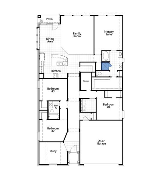 2D floor plan layout for the Davenport Plan by Highland Homes in Goodland: 53ft. lots, Midlothian, TX (Image 3). 2D floor plan layout for the Davenport Plan by Highland Homes in Goodland: 53ft. lots, Midlothian, TX (Image 3).