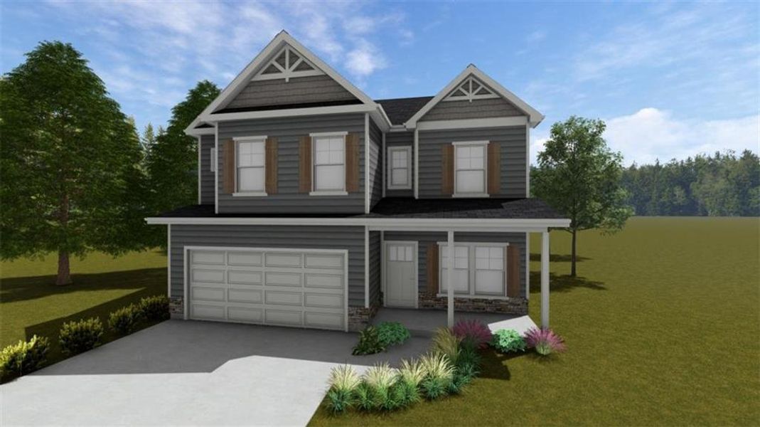 Front exterior of a new home in , Lula, GA, highlighting curb appeal (Image 2). Front exterior of a new home in , Lula, GA, highlighting curb appeal (Image 2).