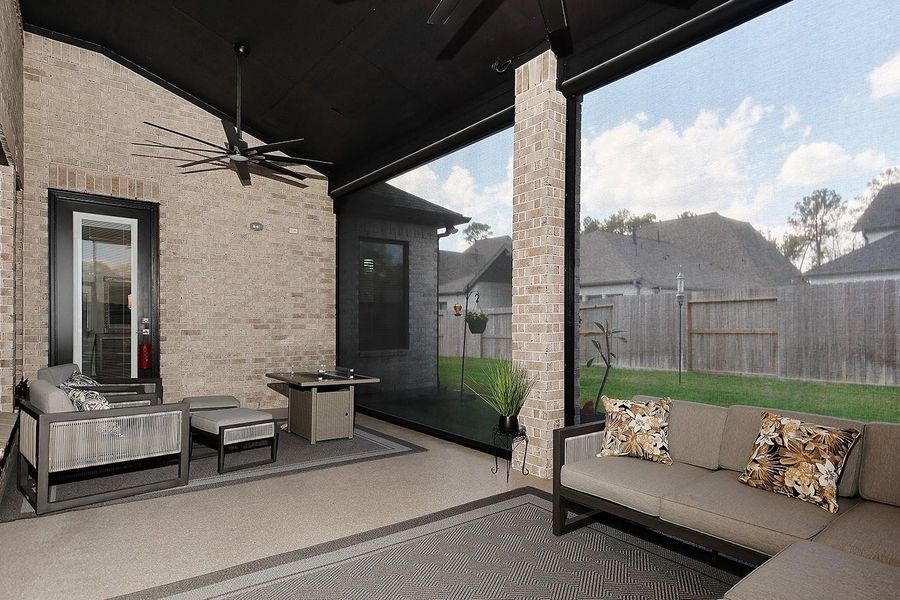 Exterior details and patio area of a home in The Highlands - 65', Porter (Image 23). Exterior details and patio area of a home in The Highlands - 65', Porter (Image 23).