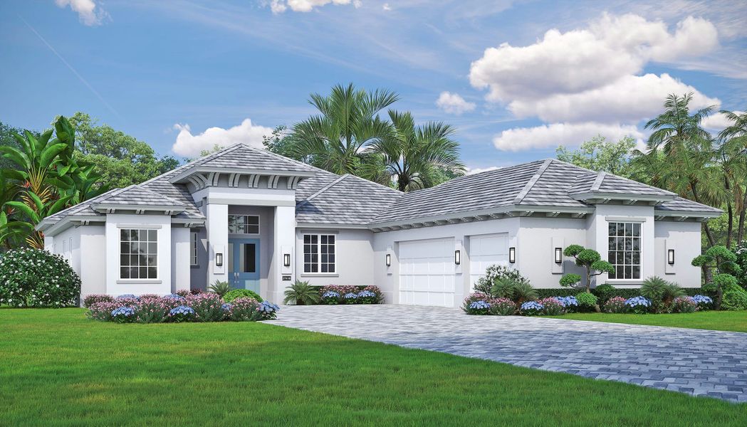 2D floor plan layout for the Oakmont by GHO Homes in The Reserve at Grand Harbor, Vero Beach, FL (Image 15).