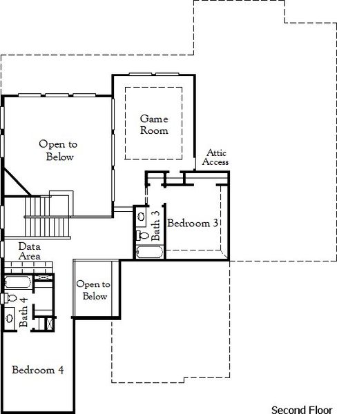 2D floor plan layout of this home in Parkside on the River, Georgetown, TX (Image 6).