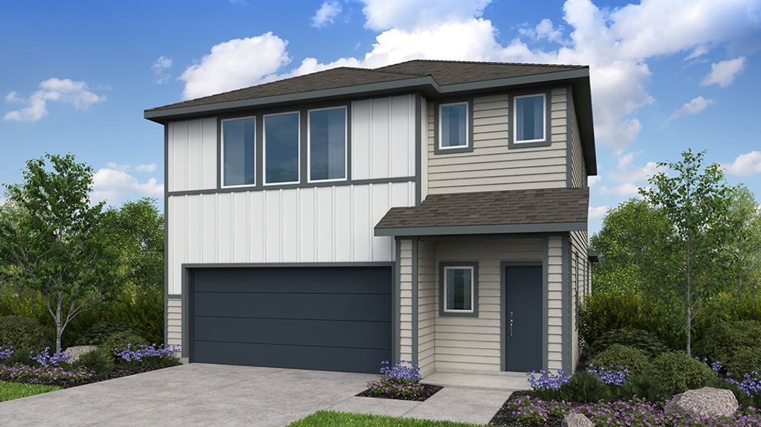 Representative exterior photo of a completed home built from the Merlin by Taylor Morrison in Turner's Crossing 45s, Buda, TX (Image 4).