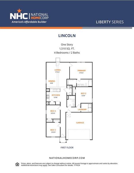 2D floor plan layout of this home in Shirey Forest - Branches, Lufkin, TX (Image 2).