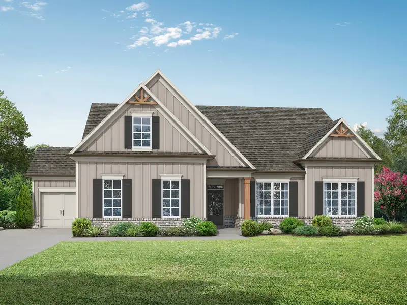 Representative exterior photo of a completed home built from the The Blackburn by My Home Communities in Great River, Monroe, GA (Image 6). Representative exterior photo of a completed home built from the The Blackburn by My Home Communities in Great River, Monroe, GA (Image 6).