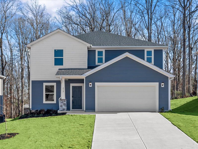 Front exterior of a new home in Maxwell Commons, Easley, SC, highlighting curb appeal (Image 1). Front exterior of a new home in Maxwell Commons, Easley, SC, highlighting curb appeal (Image 1).
