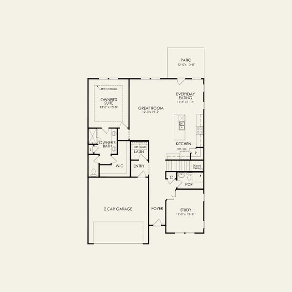 2D floor plan layout for the Kirby by Pulte Homes in Michaux Gardens, Belmont, NC (Image 5). 2D floor plan layout for the Kirby by Pulte Homes in Michaux Gardens, Belmont, NC (Image 5).
