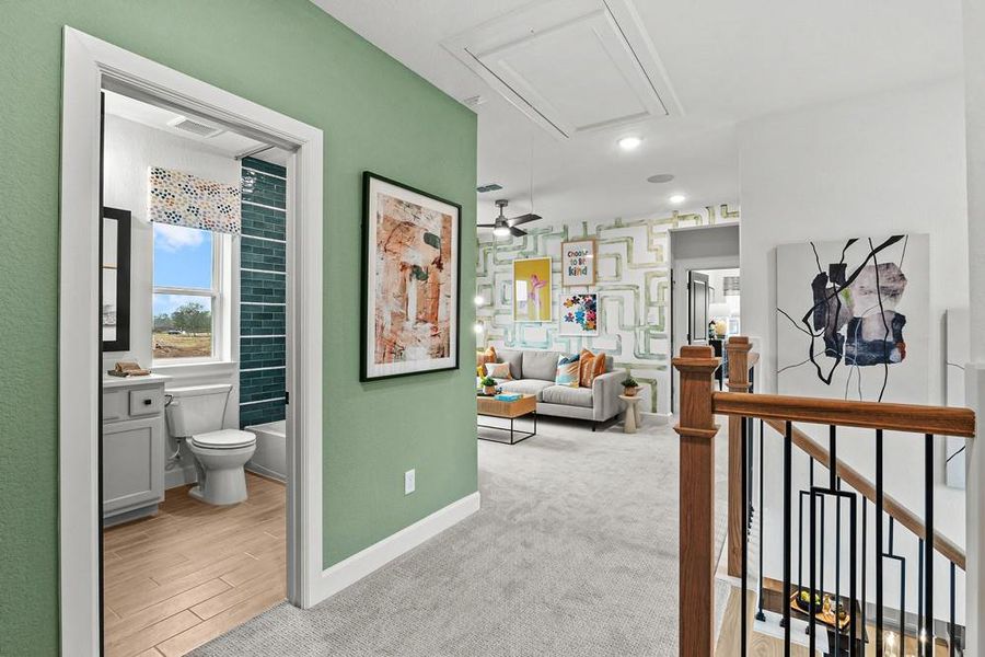 Furnished interior view inside a new home in Indigo - Cottages Row Collection, Richmond (Image 6). Furnished interior view inside a new home in Indigo - Cottages Row Collection, Richmond (Image 6).