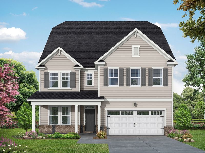 Representative exterior photo of a completed home built from the The Aspen by Davidson Homes LLC in Springvale South, Fuquay Varina, NC (Image 2). Representative exterior photo of a completed home built from the The Aspen by Davidson Homes LLC in Springvale South, Fuquay Varina, NC (Image 2).