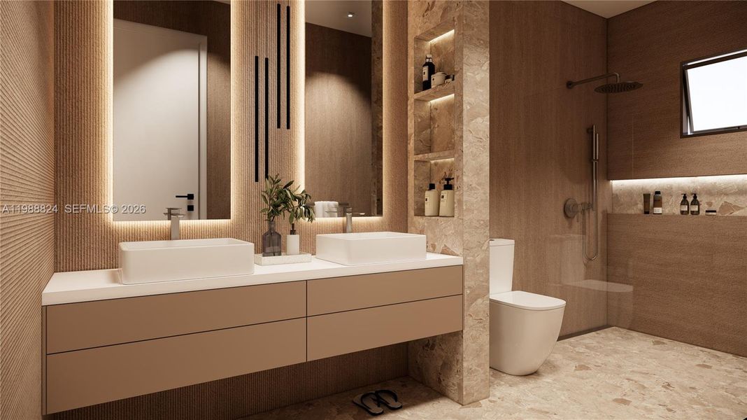 Furnished interior view inside a new home in , Miami (Image 16).