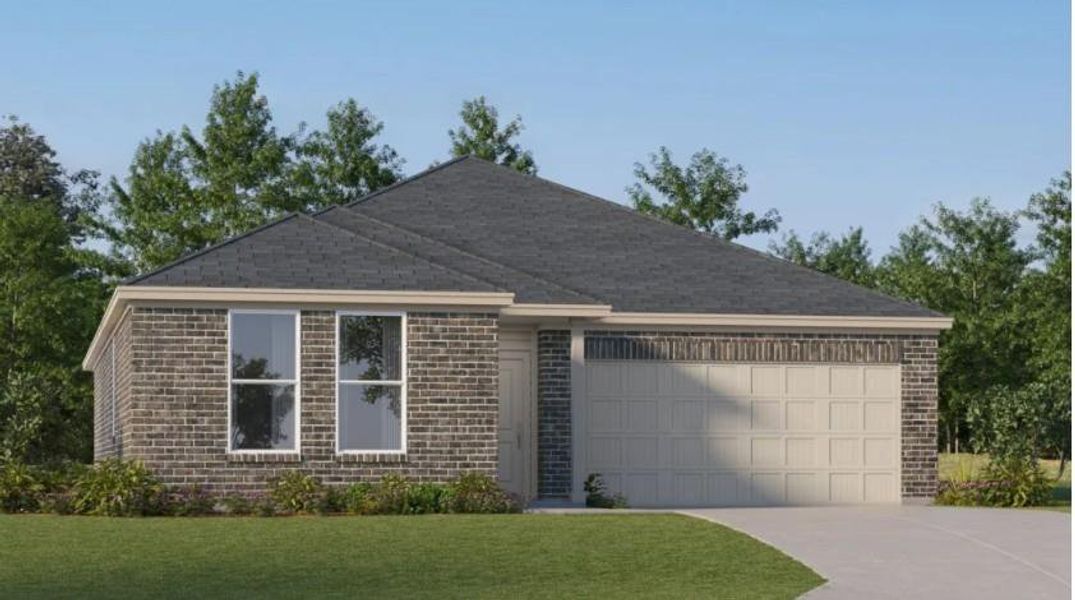 Front exterior of a new home in Scotts Bend: Classic Collection, Baytown, TX, highlighting curb appeal (Image 1). Front exterior of a new home in Scotts Bend: Classic Collection, Baytown, TX, highlighting curb appeal (Image 1).