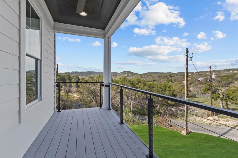 Balcony with a view of trees