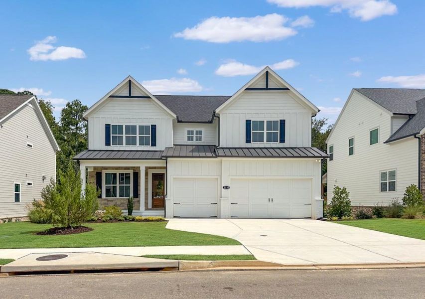 Front exterior of a new home in Hillshire, Cumming, GA, highlighting curb appeal (Image 37). Front exterior of a new home in Hillshire, Cumming, GA, highlighting curb appeal (Image 37).
