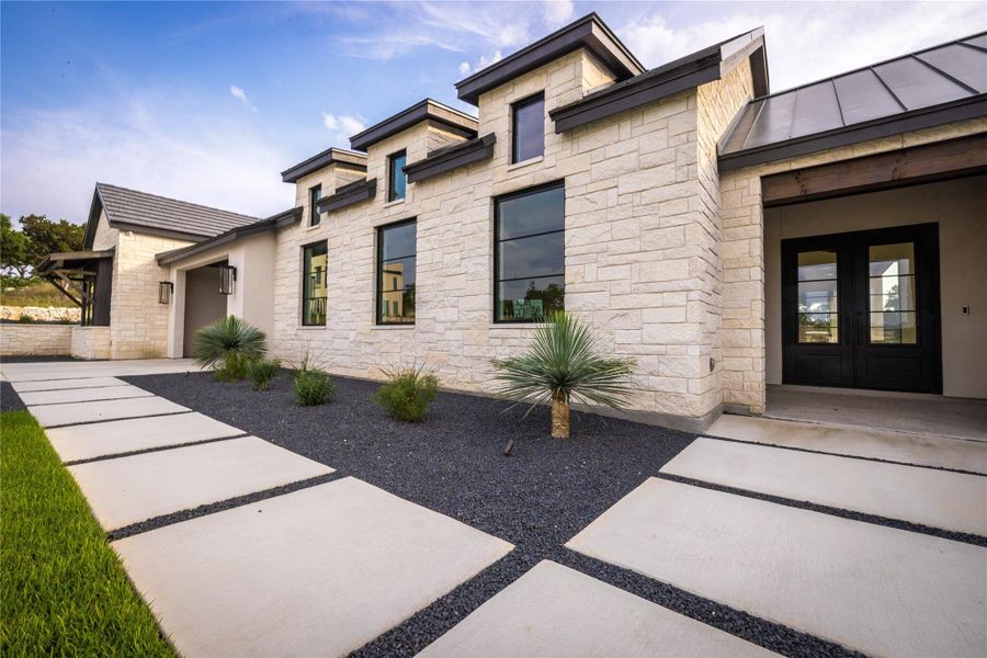 View of front facade featuring french doors