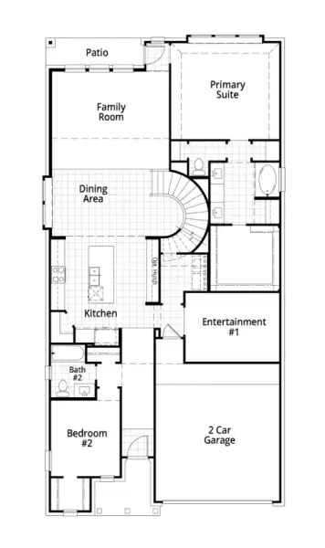 2D floor plan layout for the Panamera by Highland Homes in East View Farms, Georgetown, TX (Image 7).