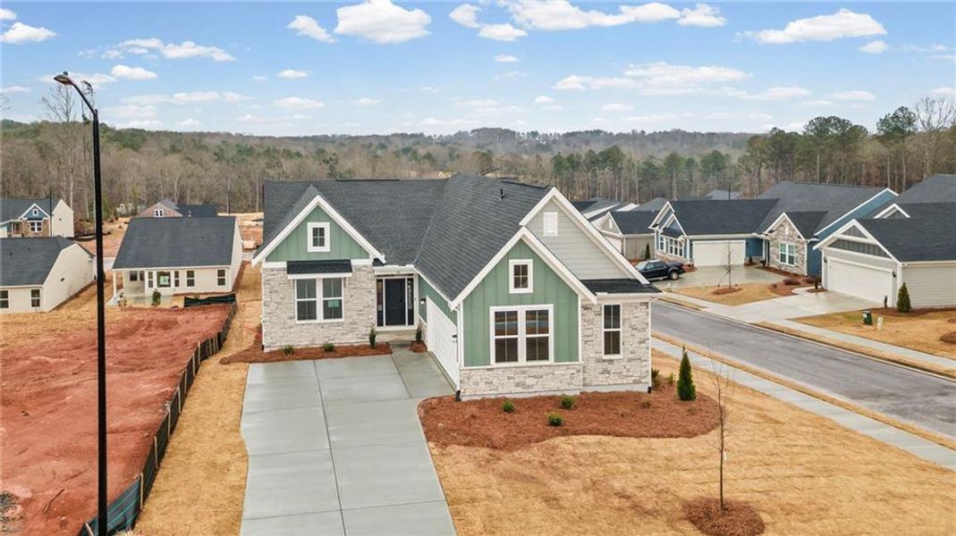 Front exterior of a new home in Easton Park, Dallas, GA, highlighting curb appeal (Image 1). Front exterior of a new home in Easton Park, Dallas, GA, highlighting curb appeal (Image 1).