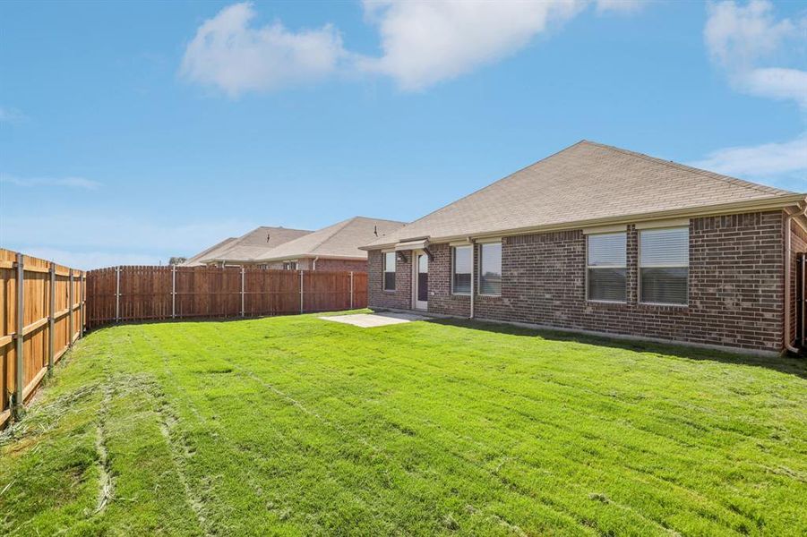 Exterior details and patio area of a home in Stonehaven, Seagoville (Image 3). Exterior details and patio area of a home in Stonehaven, Seagoville (Image 3).