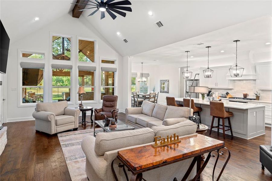 Amazing view to the covered porch and golf course