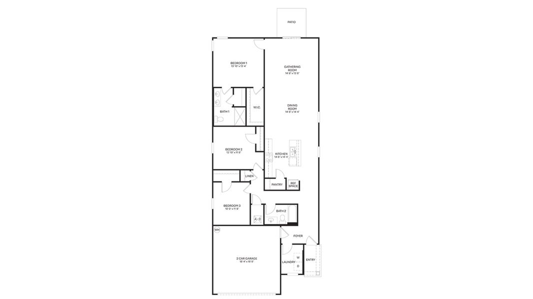 2D floor plan layout for the Berkeley II by D.R. Horton in Rookery, Green Cove Springs, FL (Image 5). 2D floor plan layout for the Berkeley II by D.R. Horton in Rookery, Green Cove Springs, FL (Image 5).