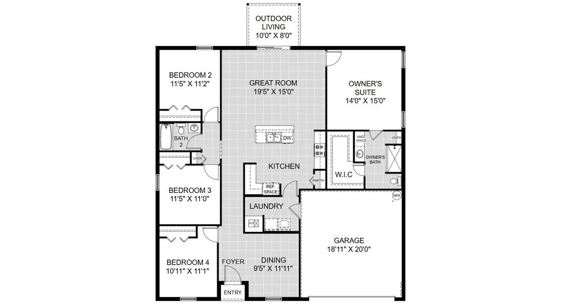 2D floor plan layout of this home in Lehigh Acres, Lehigh Acres, FL (Image 3).
