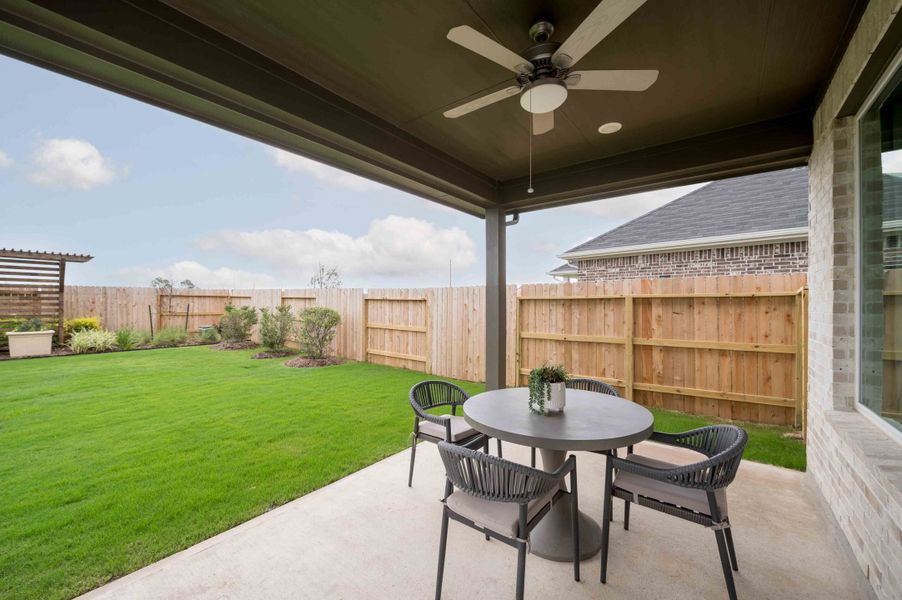 Exterior details and patio area of a home in The Ridge at Mason Woods, Cypress (Image 3). Exterior details and patio area of a home in The Ridge at Mason Woods, Cypress (Image 3).