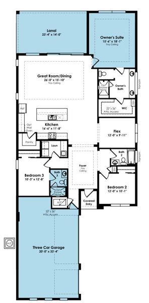 2D floor plan layout of this home in Astor Creek Golf & Country Club, Port St. Lucie, FL (Image 4).