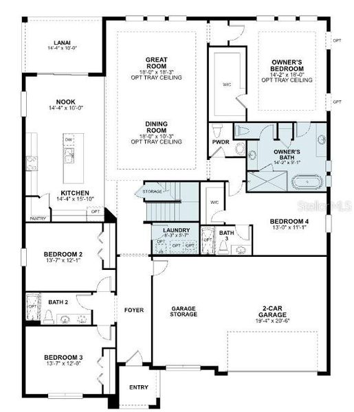 2D floor plan layout of this home in Emerson Pointe, Apopka, FL (Image 2). 2D floor plan layout of this home in Emerson Pointe, Apopka, FL (Image 2).