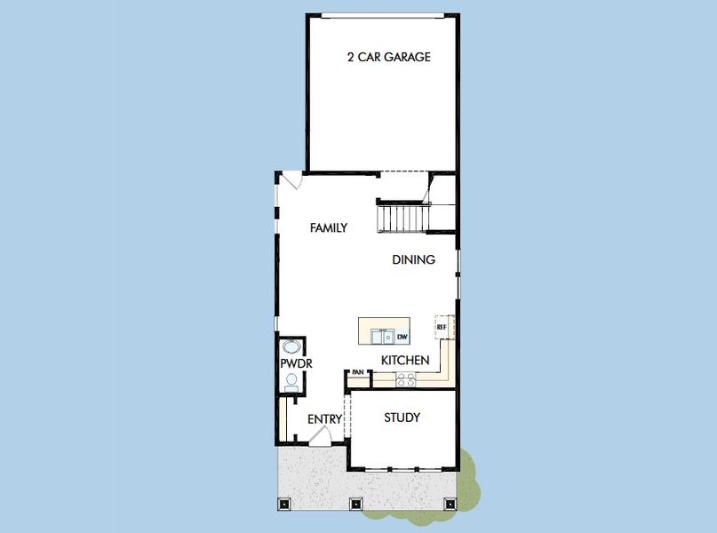 2D floor plan layout for the The Anders by David Weekley Homes in Jubilee - Cottages Row Collection, Hockley, TX (Image 5).