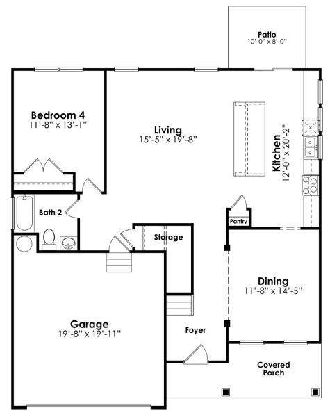 2D floor plan layout for the FORRESTER by D.R. Horton in Shell Pointe, Gilbert, SC (Image 3).