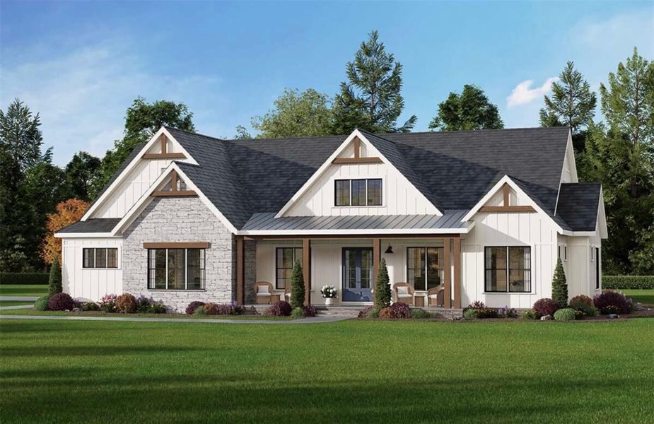 Front exterior of a new home in , New Waverly, TX, highlighting curb appeal (Image 1). Front exterior of a new home in , New Waverly, TX, highlighting curb appeal (Image 1).