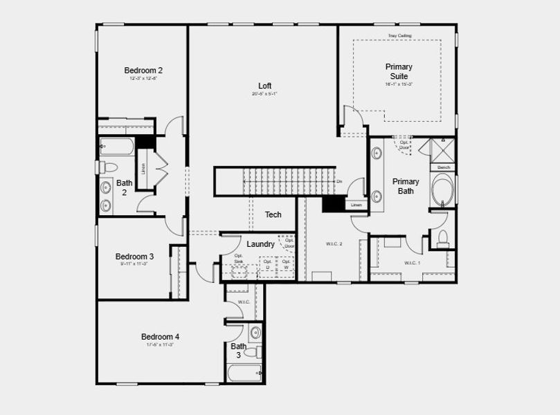 2D floor plan layout for the Glacier by Taylor Morrison in Verdin Passage Collection, Phoenix, AZ (Image 4).