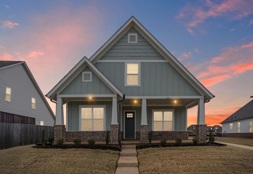 Front exterior of a new home in Twin Oaks, Oakland, TN, highlighting curb appeal (Image 18).