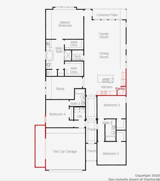 2D floor plan layout of this home in Homestead 65', Schertz, TX (Image 5).