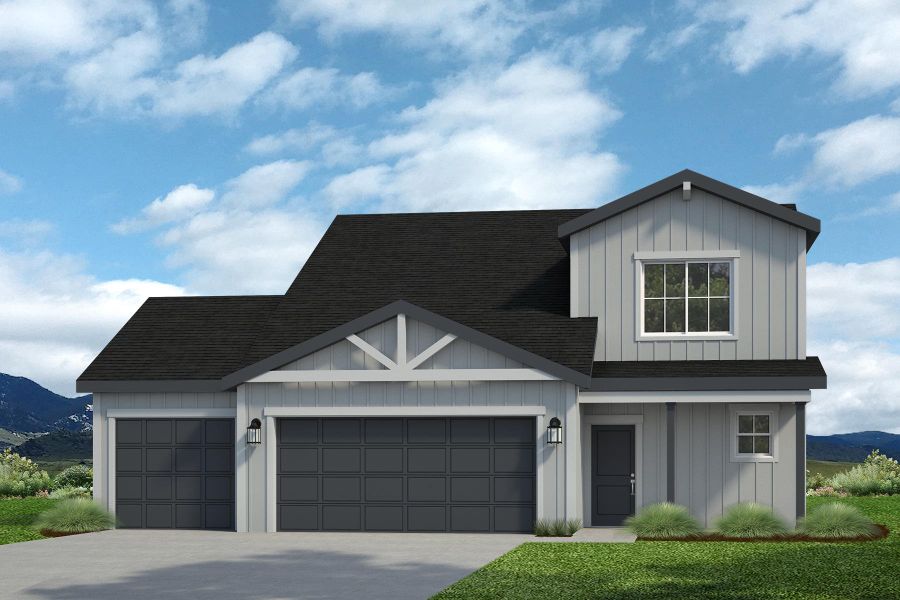 Representative exterior photo of a completed home built from the Lindon by Baessler Homes in Sage Meadows, Wellington, CO (Image 22). Representative exterior photo of a completed home built from the Lindon by Baessler Homes in Sage Meadows, Wellington, CO (Image 22).