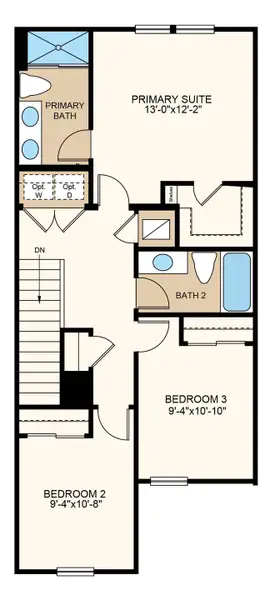 2D floor plan layout of this home in Vinterra Townhomes, Nokomis, FL (Image 3).