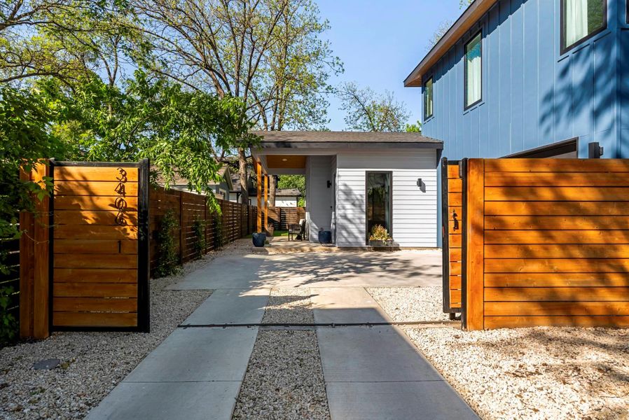 Gated entry at the rear of the property for privacy