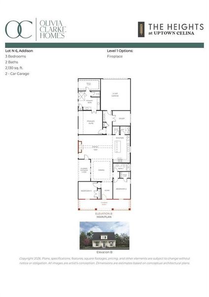 2D floor plan layout of this home in The Heights at Uptown Celina, Celina, TX (Image 5).