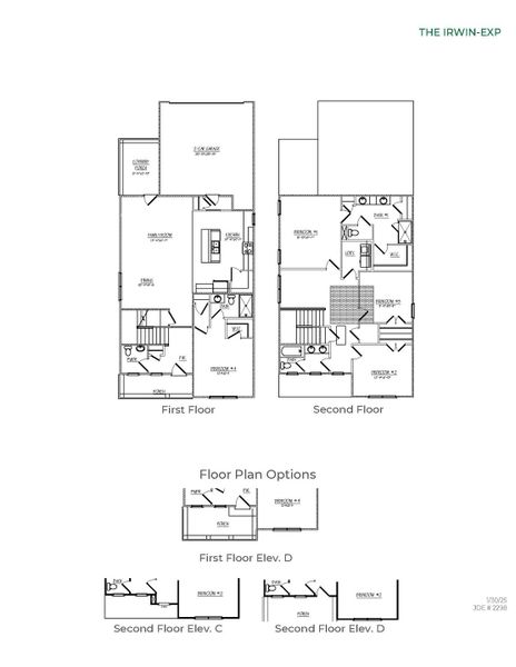 2D floor plan layout for the IRWIN by D.R. Horton in The Cove at Mallard Crossing, Summerville, SC (Image 2).